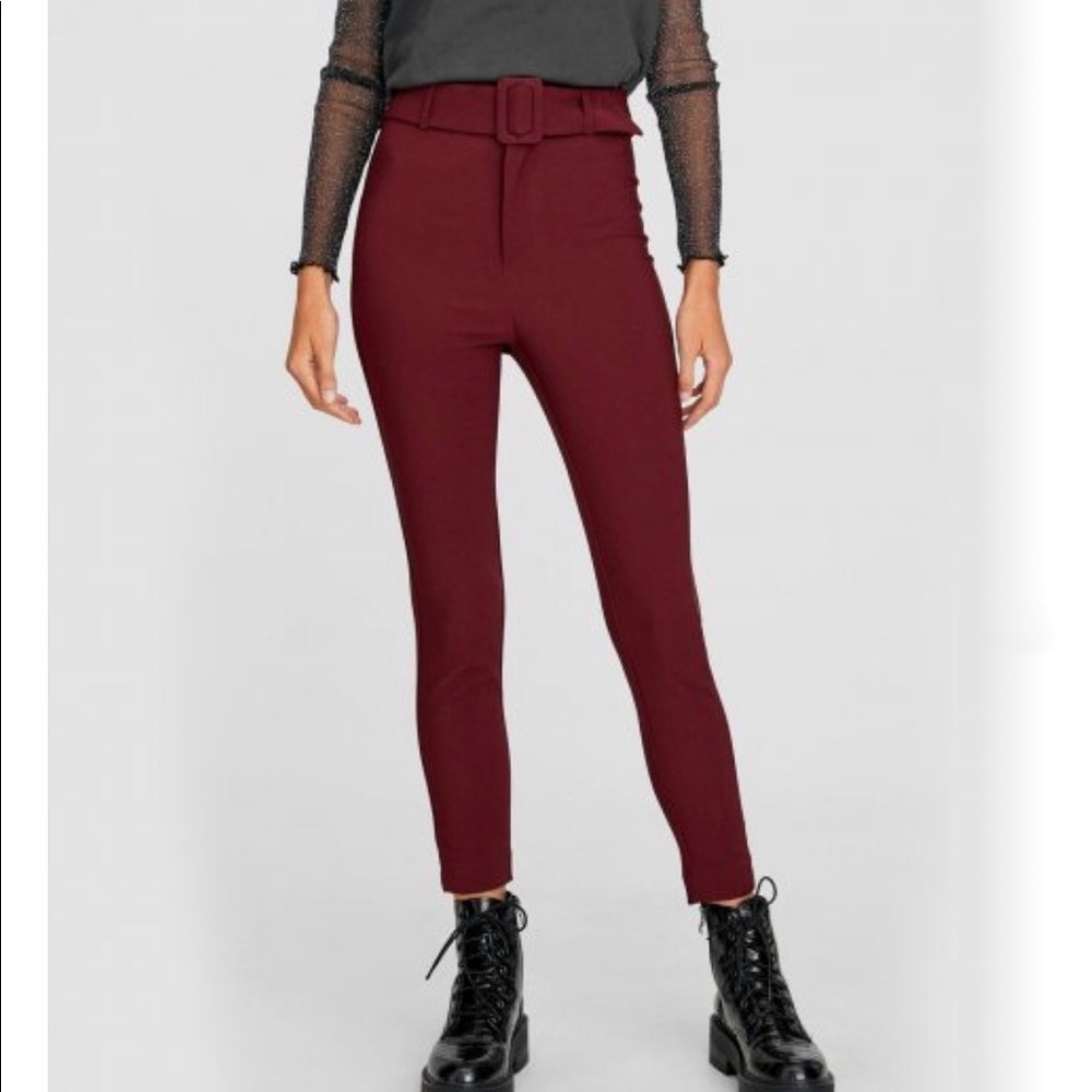 STRADIVARIUS Belted High-Waisted Pants/Trousers